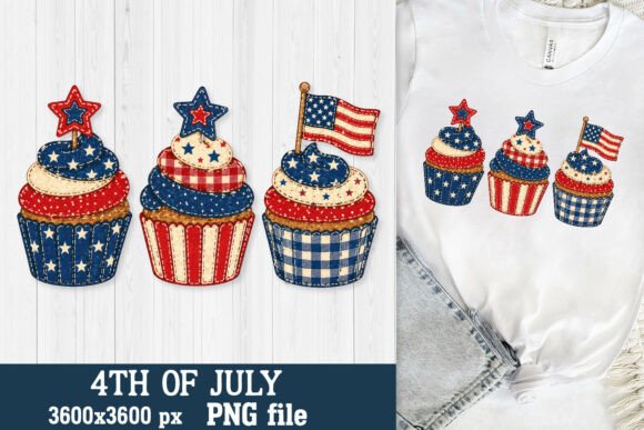 4th of July Cupcake Patchwork PNG: Your Go-To Patriotic Design