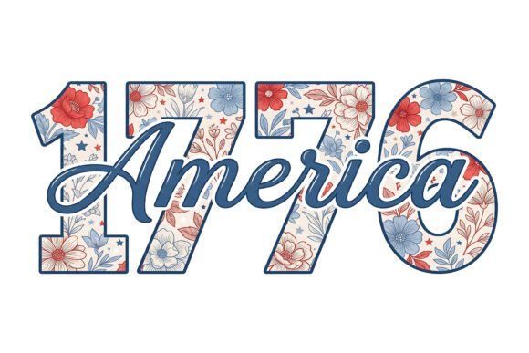 America 1776 Floral Vintage Design: Timeless Patriotism