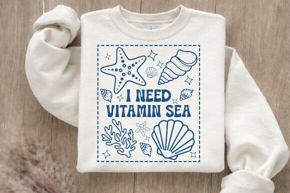 Beach Vibes Vitamin Sea: The Ultimate Retro T-Shirt Design