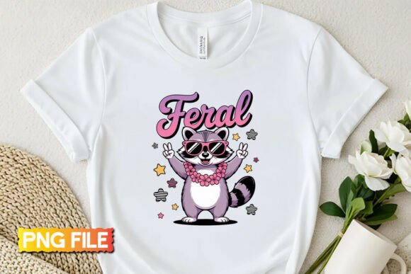 Feral Raccoon Preppy Striped PNG Design: A Playful Asset