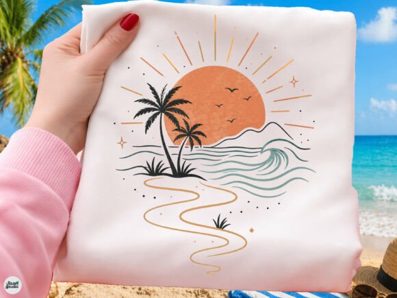 Minimal Beach Sunset Line Art: A Versatile Design Asset
