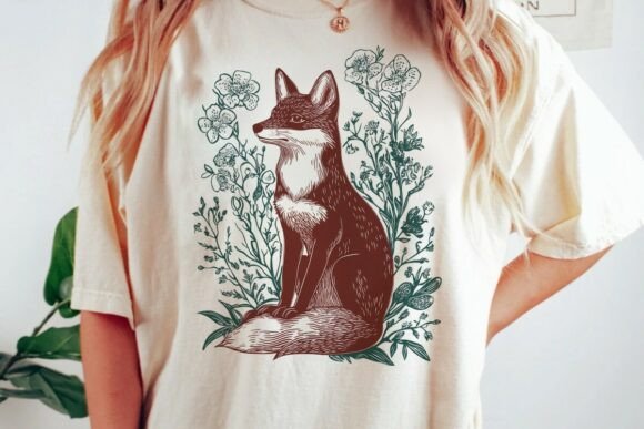 Red Fox Forest Flowers Design Png: A Nature-Inspired Asset