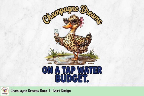 Sipping Style: The Champagne Dreams Duck T-Shirt Design