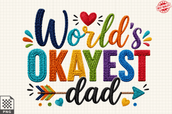 Unleash Creativity with the World's Okayest Dad Faux Yarn PNG Design