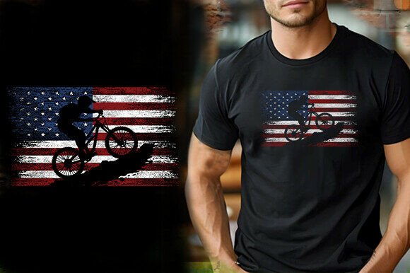 USA Flag Cycle Vector T-Shirt Design: A Patriotic Ride